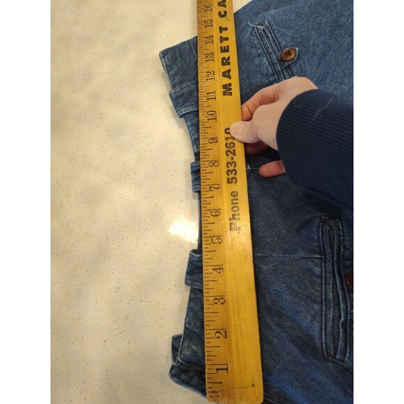 Ralph Lauren Country Denim Skirt Long Bell Shape Leather Pocket Accents Made USA - Picture 11 of 13